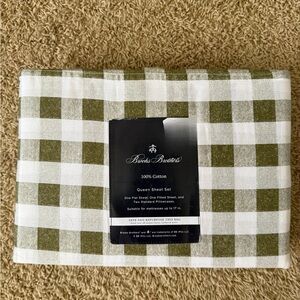 Brooks Brothers Olive and White Checkered Sheet Set NWT